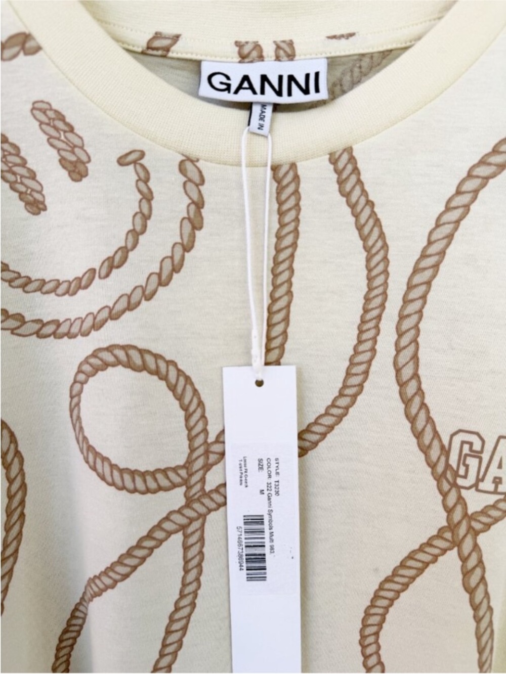 Ganni Symbols Rope Print Smiley Face Graphic Tee - Picture 5 of 6